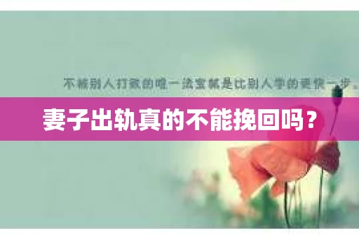 妻子出轨真的不能挽回吗？
