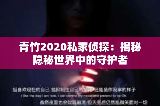 青竹2020私家侦探：揭秘隐秘世界中的守护者