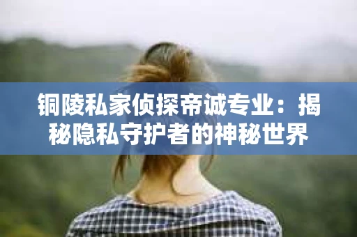 铜陵私家侦探帝诚专业：揭秘隐私守护者的神秘世界