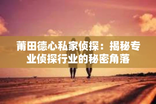 莆田德心私家侦探：揭秘专业侦探行业的秘密角落