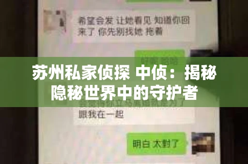 苏州私家侦探 中侦：揭秘隐秘世界中的守护者