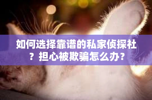 如何选择靠谱的私家侦探社？担心被欺骗怎么办？