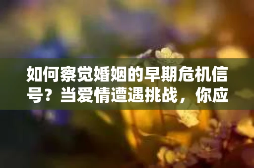 如何察觉婚姻的早期危机信号？当爱情遭遇挑战，你应该怎么办？